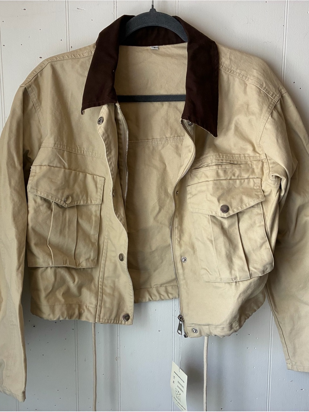 Megfie Canvas Field Jacket with Contrasting Dark Collar